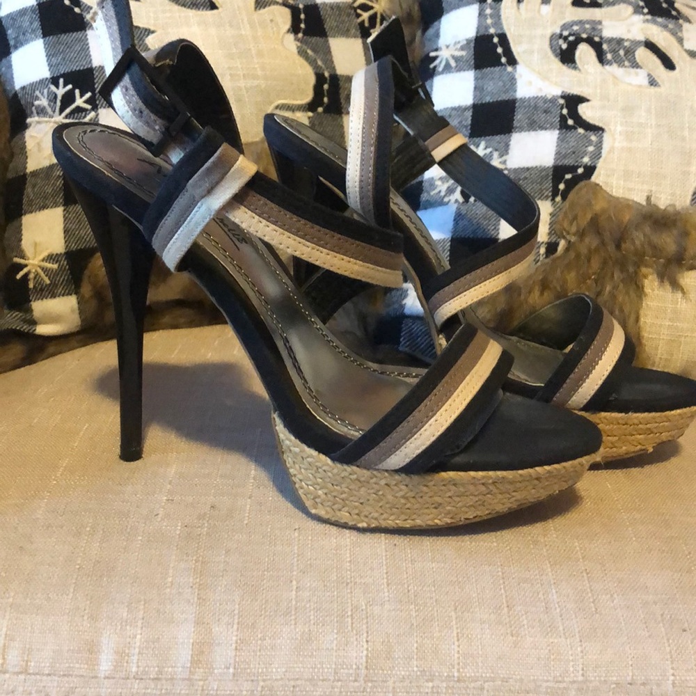 Multi colored strappy heels. Size 7.